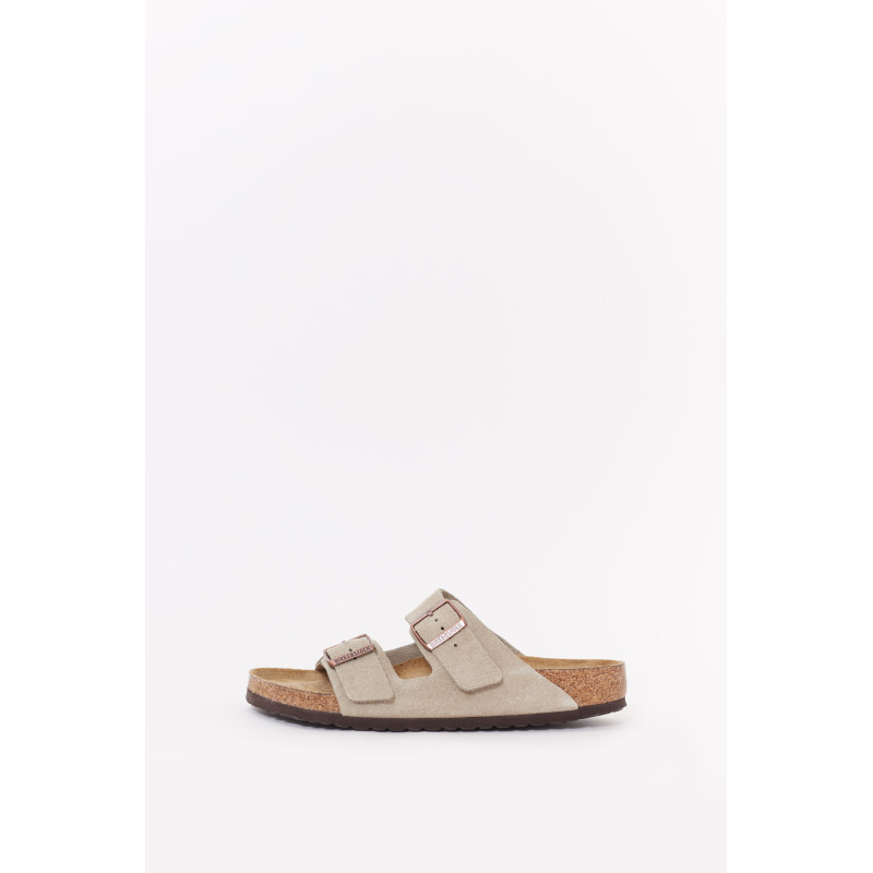 BIRKENSTOCK TAUPE ARIZONA NARROW SOFT FOOTBED SUEDE LEATHER SANDALS